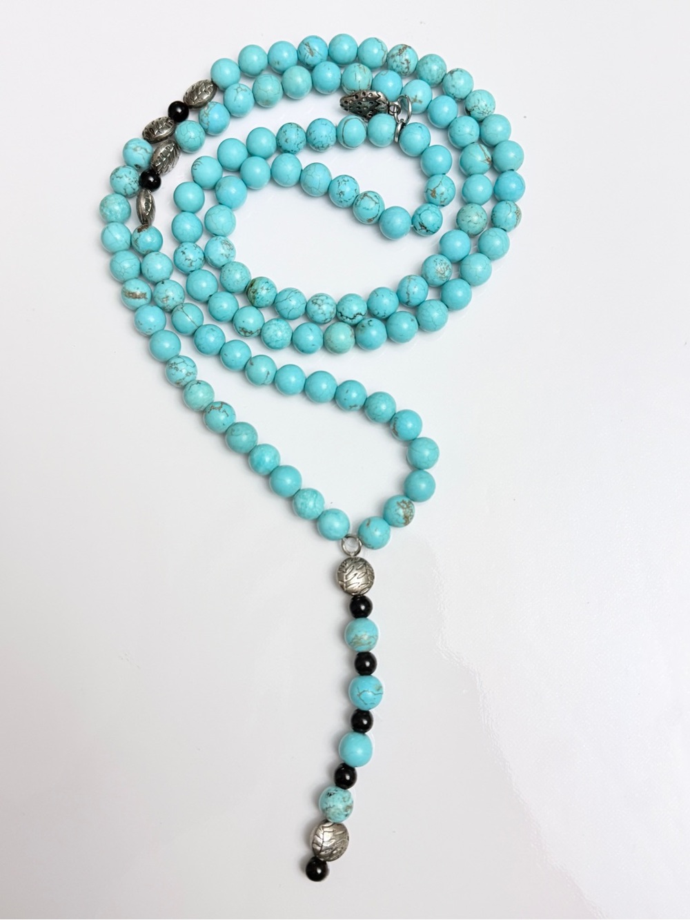 Genuine Turquoise Stone Long Layering Beaded Necklace Boho